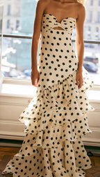 Sweetheart Dots Ruffle Chiffon Prom Dress,