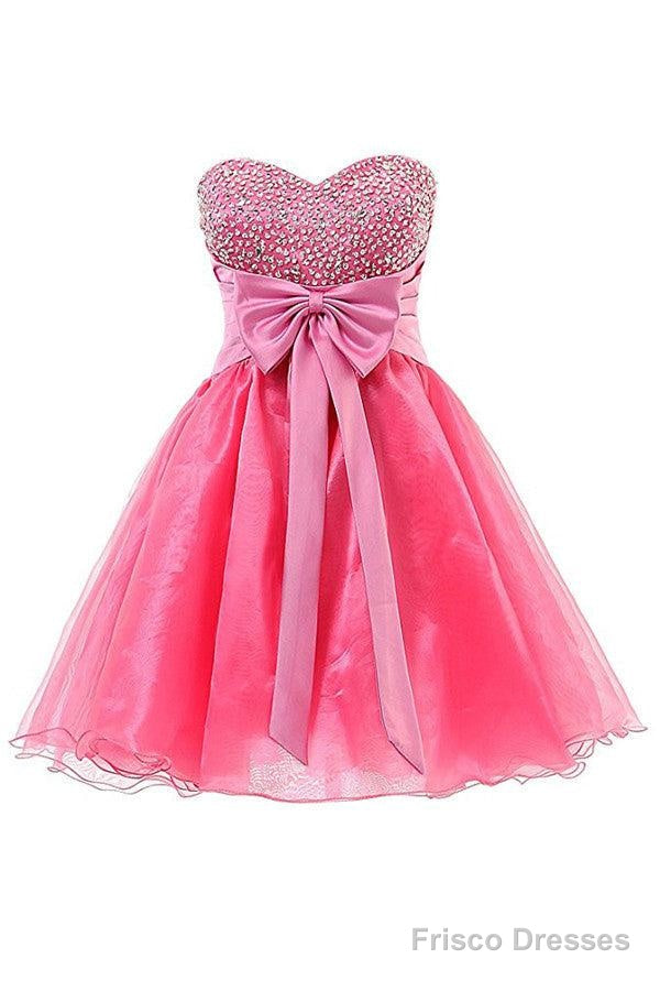 Sweetheart Knee Length Pink Homecoming Dress Lace Cocktail Dress Main image