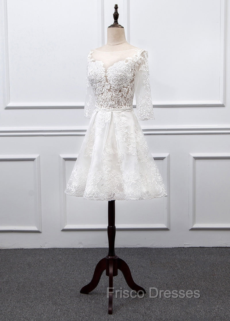 Sweetheart Lace Short Long Sleeves Wedding Dress Secondary image