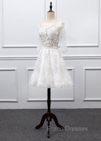 Sweetheart Lace Short Long Sleeves Wedding Dress