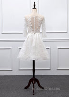 Sweetheart Lace Short Long Sleeves Wedding Dress
