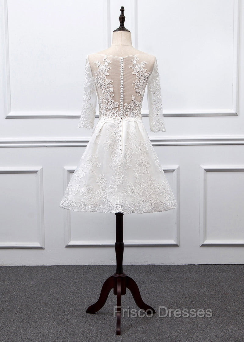 Sweetheart Lace Short Long Sleeves Wedding Dress
