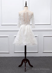 Sweetheart Lace Short Long Sleeves Wedding Dresses