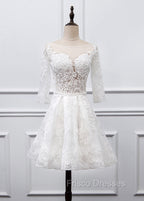 Sweetheart Lace Short Long Sleeves Wedding Dress