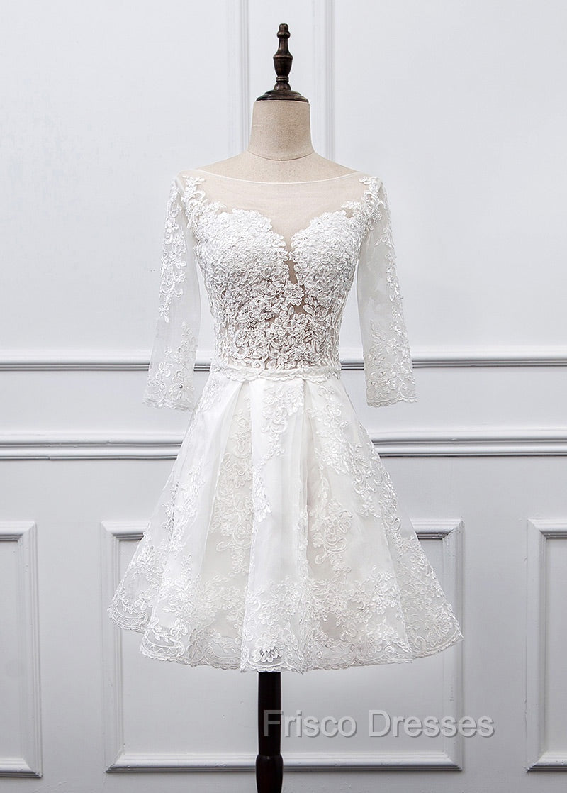 Sweetheart Lace Short Long Sleeves Wedding Dress