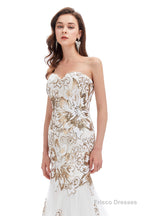 Sweetheart Mermaid Tulle Sequin Long Prom Dresses