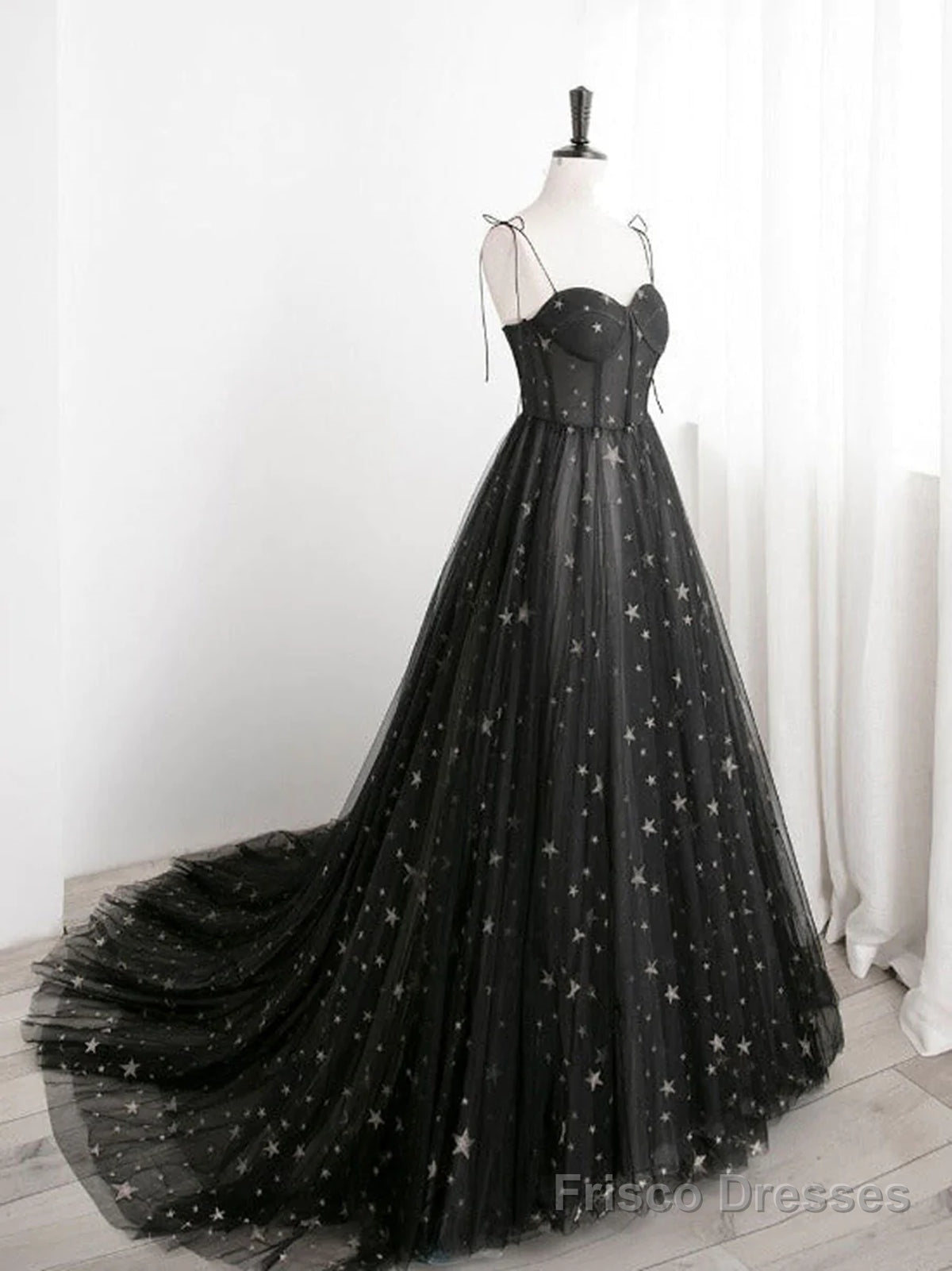 Sweetheart Neck Black Long Prom Dresses, Black Long Formal Evening Dresses Secondary image