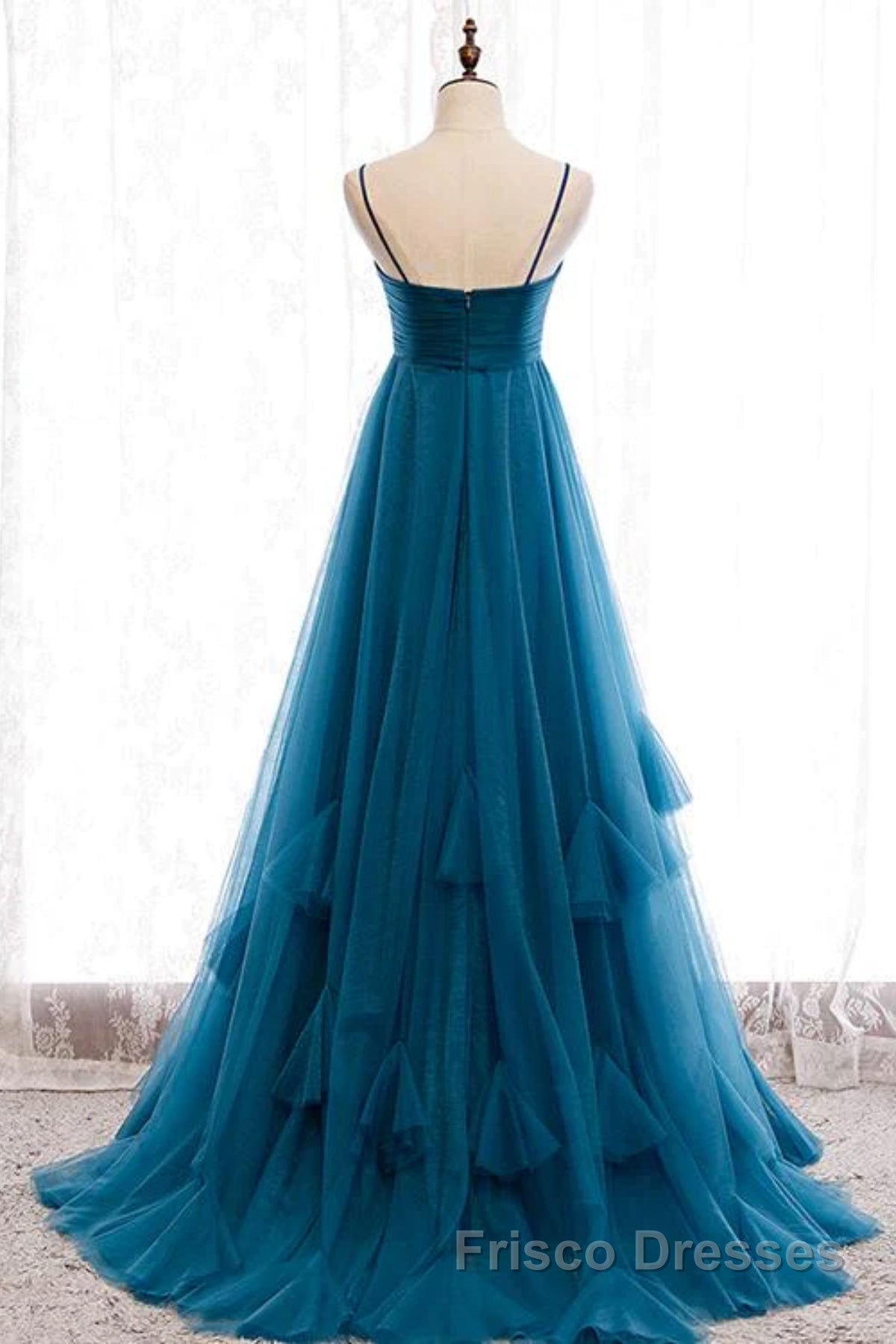 Sweetheart Neck Blue Long Formal Prom Dresses, Long Blue Formal Graduation Evening Dresses