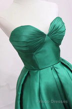 Sweetheart Neck Green High Low Formal Prom Dresses, Green High Low Graduation Homecoming Dresses