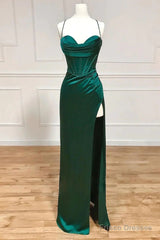 Sweetheart Neck Green Mermaid Long Prom Dresses
