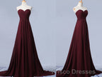 Sweetheart Neck Maroon Long Formal Prom Dresses, Burgundy Long Formal Bridesmaid Dresses