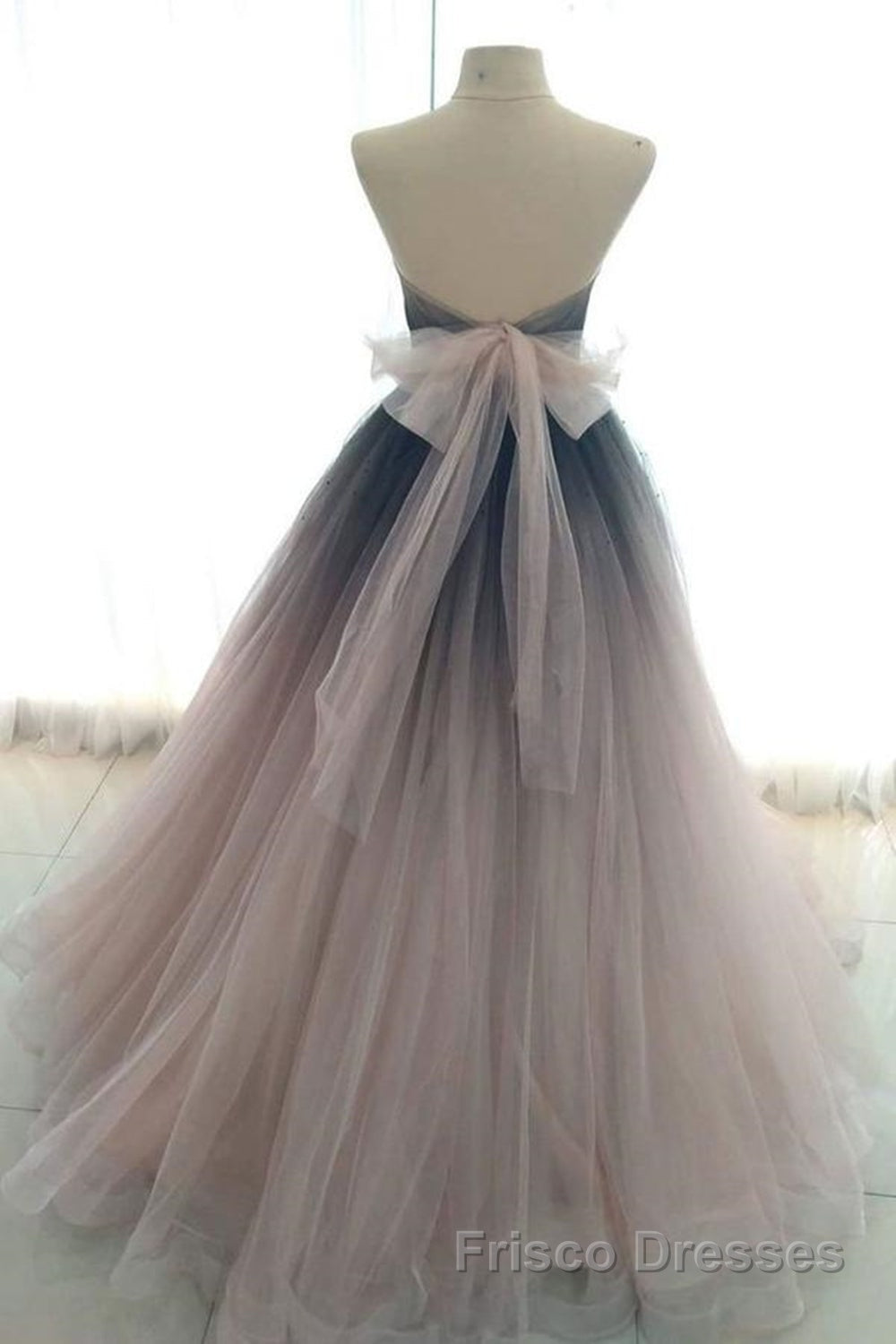 Sweetheart Neck Open Back Ombre Long Formal Prom Dresses, Ombre Formal Evening Dresses Secondary image