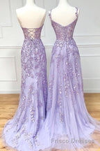 Sweetheart Neck Purple Lace Long Formal Prom Dresses, Strapless Purple Formal Dresses, Mermaid Purple Evening Dresses