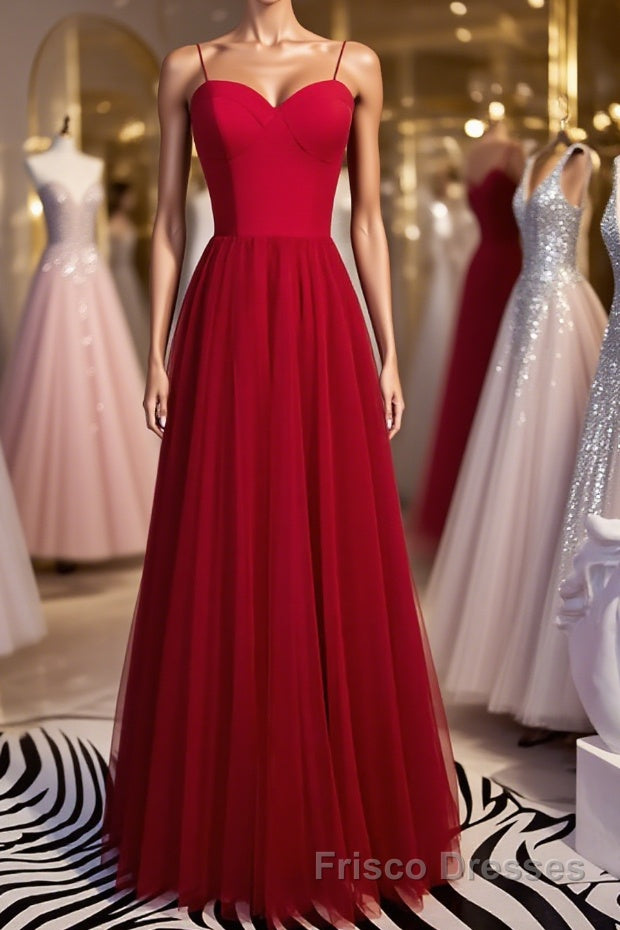 Sweetheart Neck Red Long Formal Prom Dresses, Red Long Formal Evening Dresses Main image
