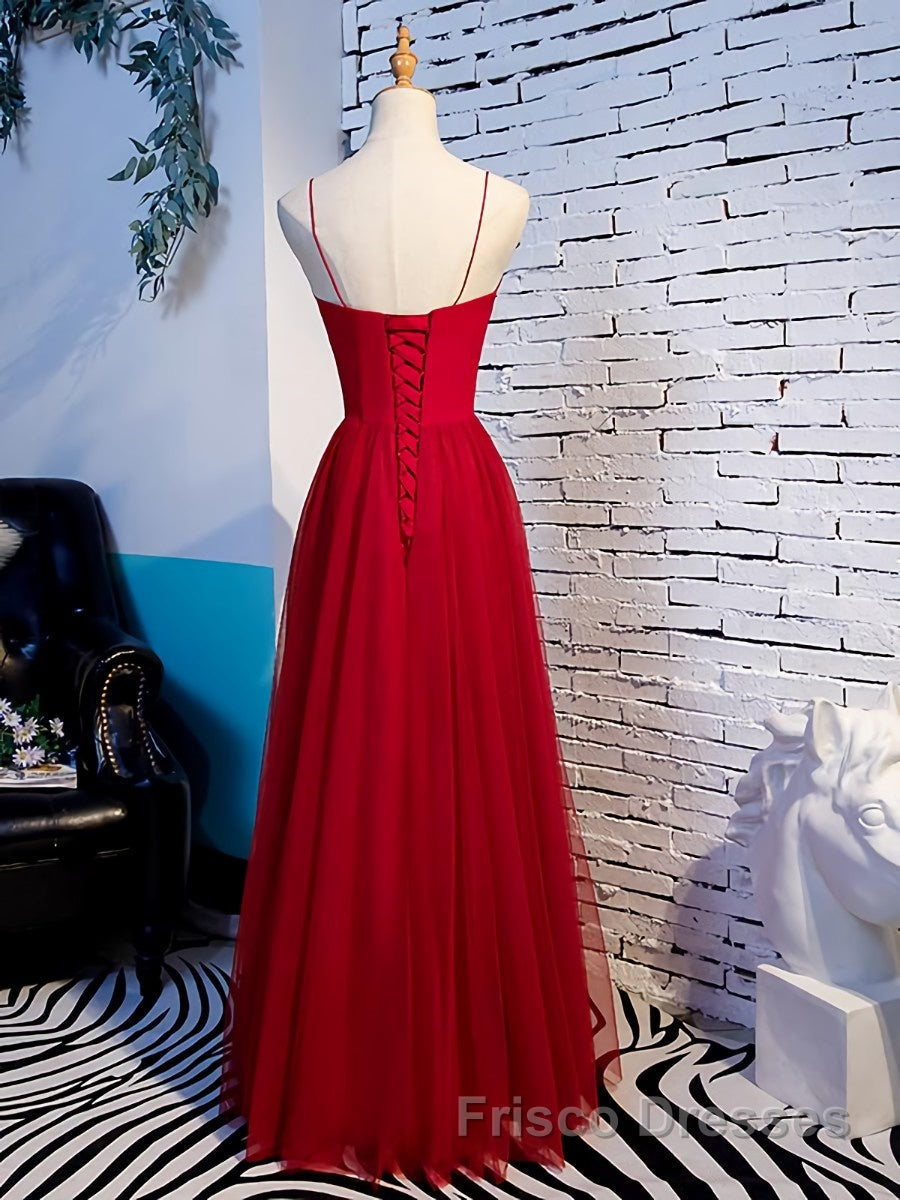 Sweetheart Neck Red Long Formal Prom Dresses, Red Long Formal Evening Dresses