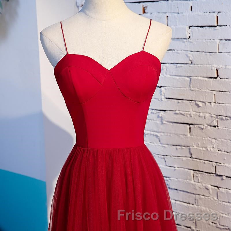 Sweetheart Neck Red Long Formal Prom Dresses, Red Long Formal Evening Dresses