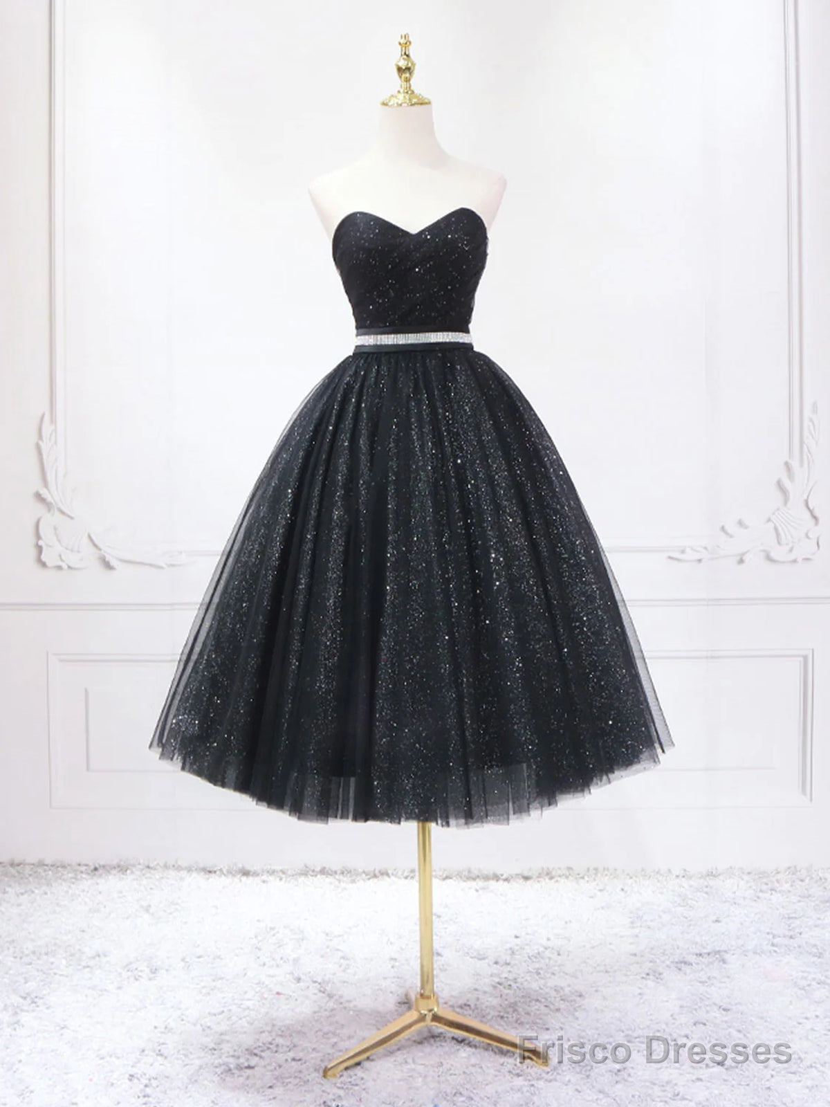 Sweetheart Neck Short Black Prom Dresses, Short Black Formal Graduation Homecoming Dresses Main image