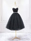 Sweetheart Neck Short Black Prom Dresses, Short Black Formal Graduation Homecoming Dresses
