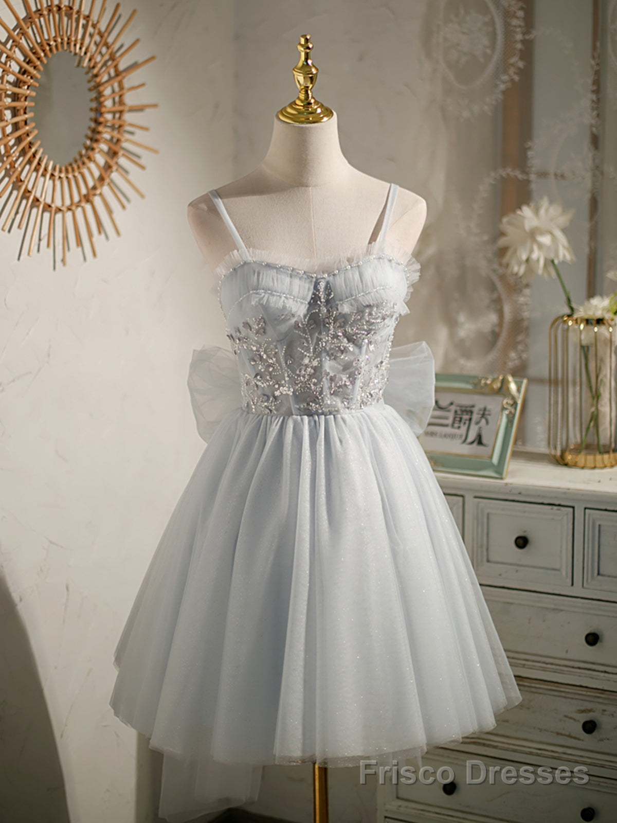 Sweetheart Neck Short Gray Tulle Prom Dresses, Short Grey Tulle Formal Graduation Dresses Secondary image