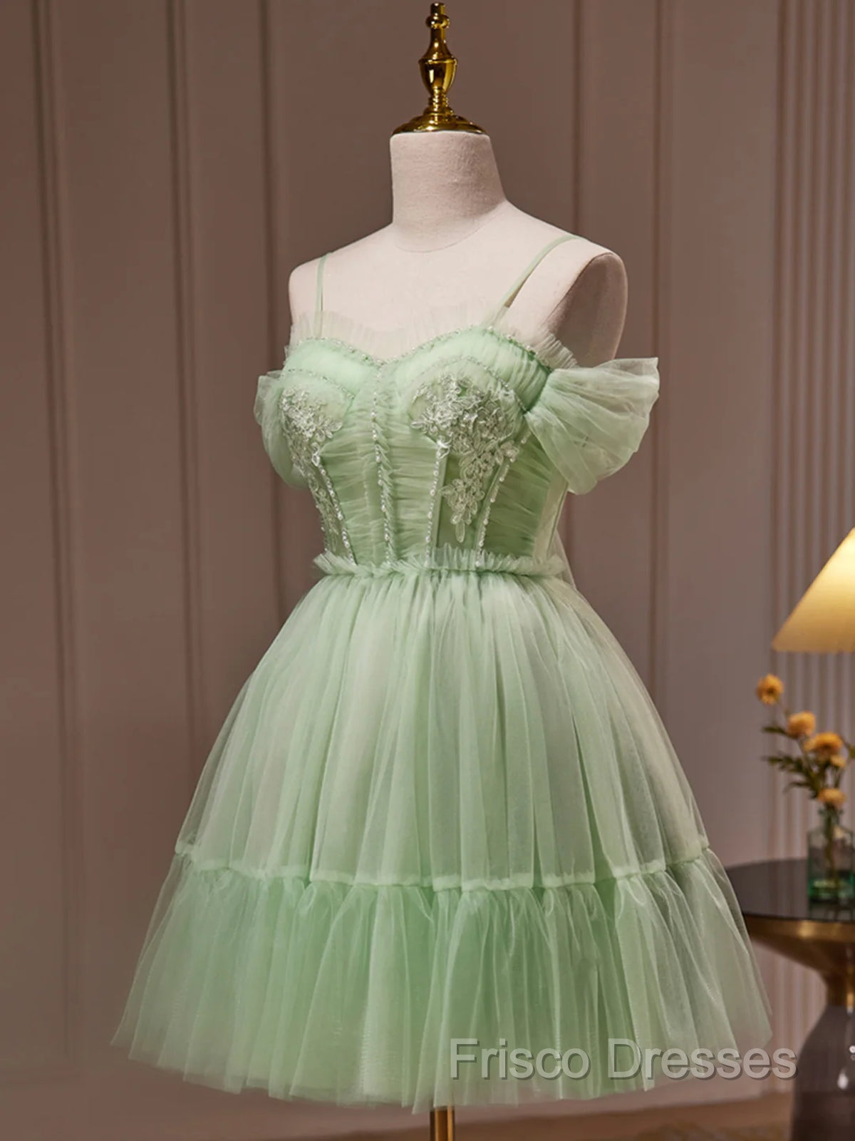 Sweetheart Neck Short Green Formal Prom Dress, Short Green Graduation Homecoming Dress