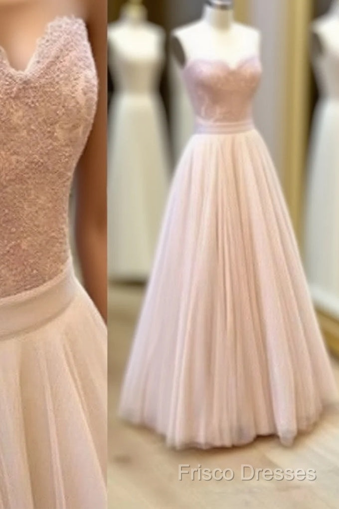 Sweetheart Neck Tulle Lace Long Formal Prom Dress, Lace Formal Dress
