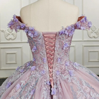 Sweetheart Off The Shoulder Beaded Floral Appliqu¨¦ Quincea?Era Ball Gown