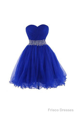 Sweetheart Royal Blue Homecoming Dresses Short Prom Dresses With Beading