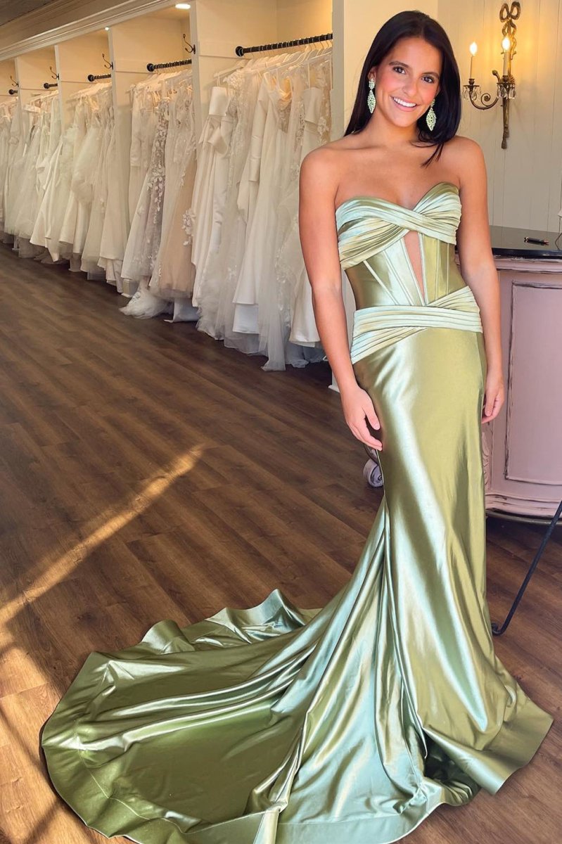 Sweetheart Satin Mermaid Long Prom Dress With Slit Main image