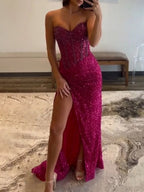 Sweetheart Sequins Mermaid Prom Dress With Beading