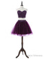 Sweetheart Short Mini Tulle Purple Homecoming Dresses A-line