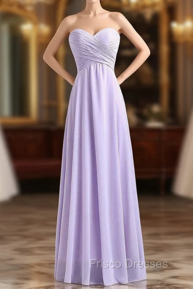 Sweetheart Sleeveless Chiffon Long Bridesmaid Dress