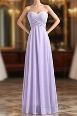 Sweetheart Sleeveless Chiffon Long Bridesmaid Dress
