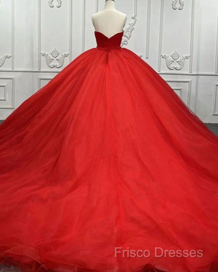 Sweetheart Sleeveless Red Wedding Desses Tulle Quinceanera 16 Dress Secondary image