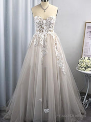 Sweetheart Sleeveless Sweep/Brush Train A-Line Wedding Dresses