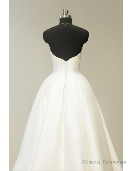 Sweetheart Tea Length Ivory Satin Vintage Wedding Dress Secondary image