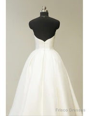 Sweetheart Tea Length Ivory Satin Vintage Wedding Dress