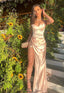 Sweetheart Tight Satin Long Prom Dresses Sleeveless Mermaid Evening Dress