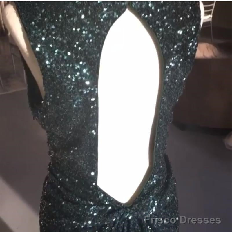 Teal Green Sequins V Neck Bridesmaid Dresses Mermaid
