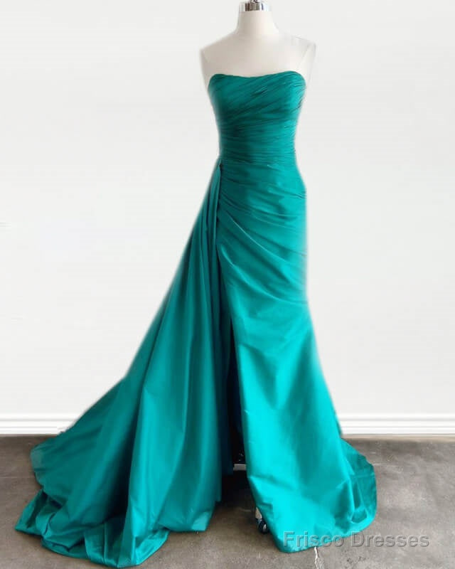 Teal Green Strapless Prom Dresses Main image