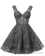 Teens Sparkly Tulle Black Homecoming Dresses Spaghetti Straps Short Cocktail Party Prom Dress