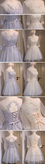 Three-Quarter Illusion Sleeve Clairvoyant Outfit Keyhole Lace Up Back Organza Appliques Homecoming Dress