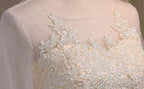Three-Quarter Illusion Sleeve Clairvoyant Outfit Keyhole Lace Up Back Organza Appliques Homecoming Dress