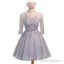 Three-Quarter Illusion Sleeve Clairvoyant Outfit Keyhole Lace Up Back Organza Appliques Homecoming Dress