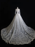Timeless A Line Off The Shoulder White Lace Long Sleeves Wedding Dress Bridal Dress