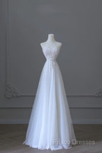 Timeless A Line Sweetheart Lace Tulle White Wedding Dress Brides Dress