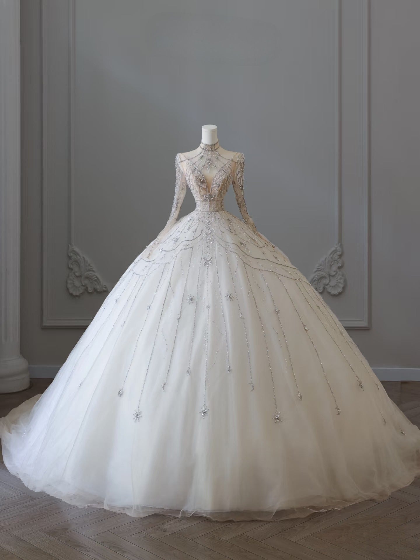 Timeless Ball Gown High Neckline Tulle Long Sleeves Wedding Dresses Bridal Dress Main image