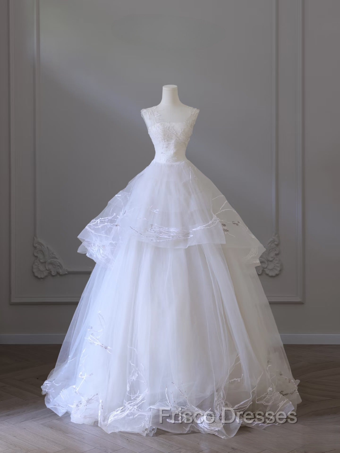 Timeless Ball Gown Jewel Neckline Sequin Sleeveless Wedding Dress Bridal Dress