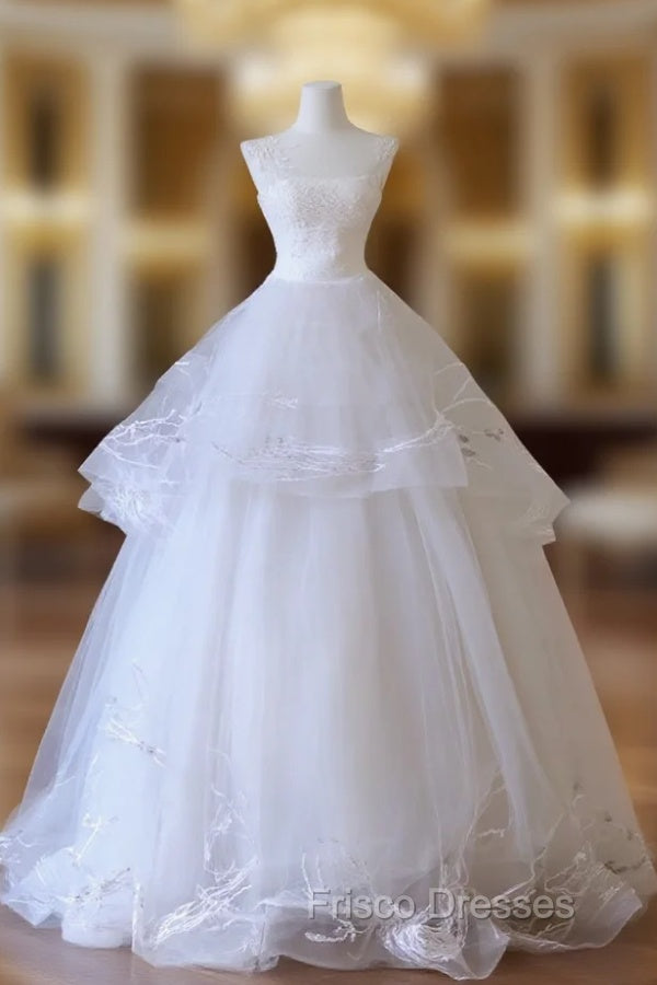 Timeless Ball Gown Jewel Neckline Sequin Sleeveless Wedding Dress Bridal Dress