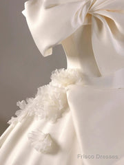 Timeless Ball Gown Off The Shoulder Short Sleeves Satin White Wedding Dresses Brides Dress