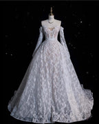 Timeless Ball Gown Off The Shoulder White Lace Long Wedding Dress Bridal Dress